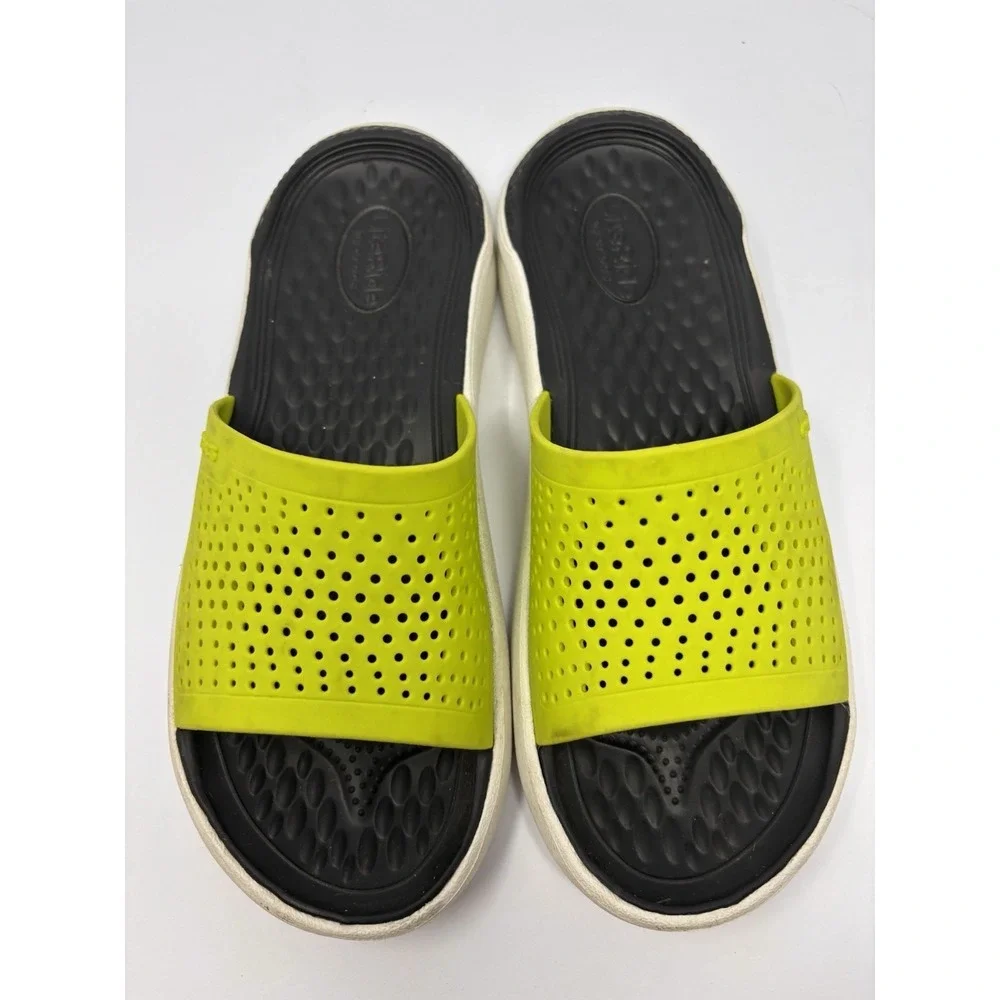 CROCS LiteRide Slide Sandals Size M5 W7 Gray Yellow Comfort Water Shoes